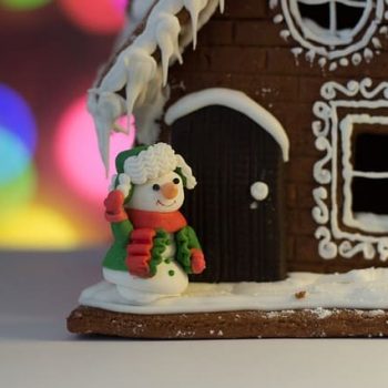 New Years Gingerbread House with Snowman