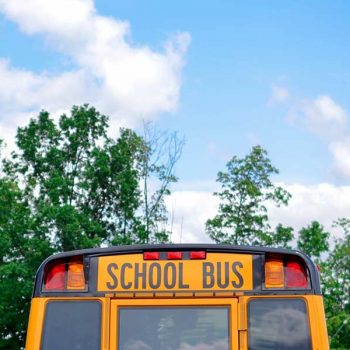 Rear view of a school bus