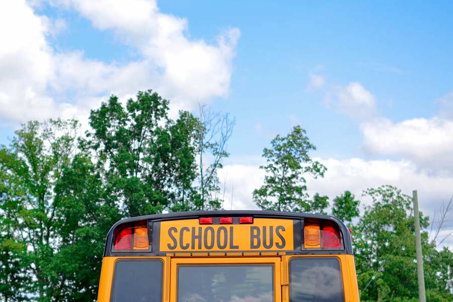 Rear view of a school bus