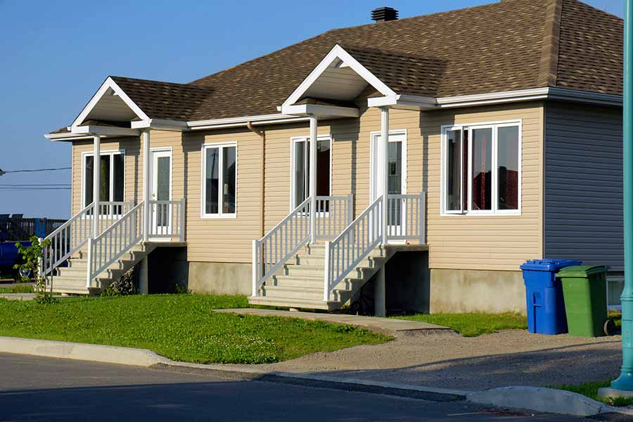 A newly-built duplex in the suburbs