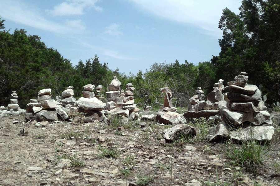 A collection of rocks on a trail at Upper Purgatory Natural Area